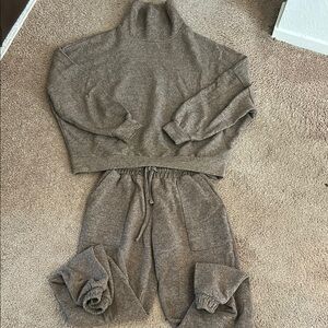 Cozy Brown Knit Sweater and Pants Set